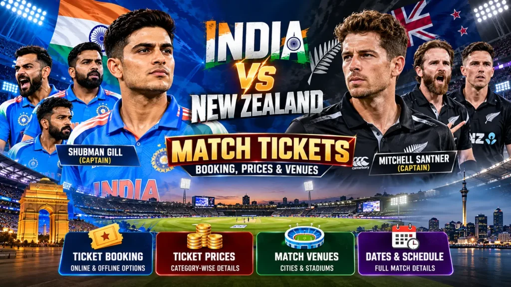 India vs New Zealand Match Tickets – Booking, Prices and Venues